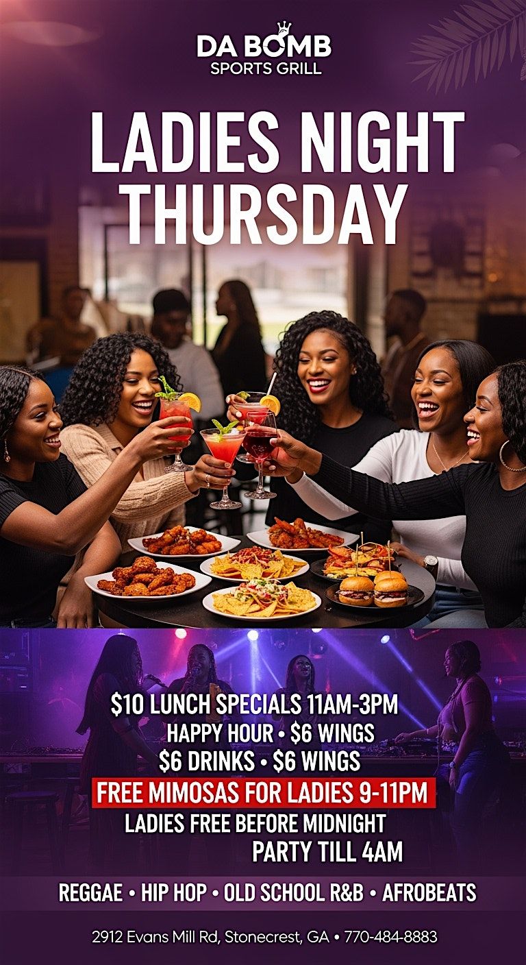 Ladies Night Thursday at DaBomb Sports Grill - Free Mimosas & Party Till 4A