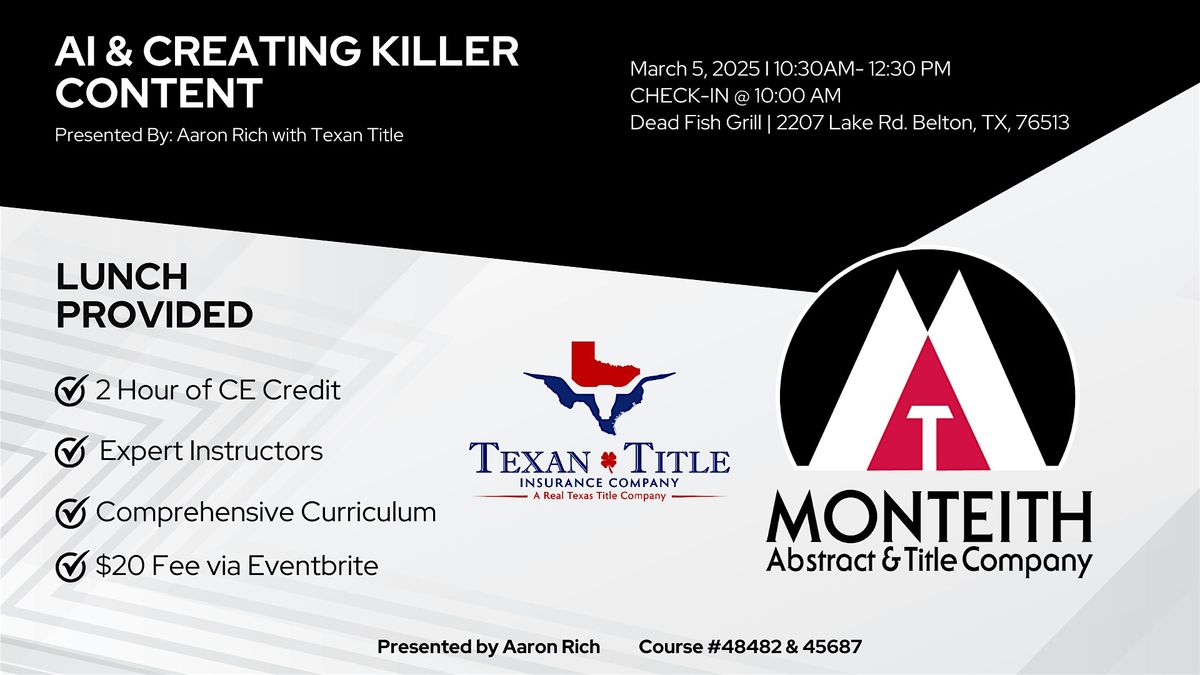 Aaron Riches AI & Creating Killer Content w/ Aaron Rich-Texan Title at Dead Fish ...