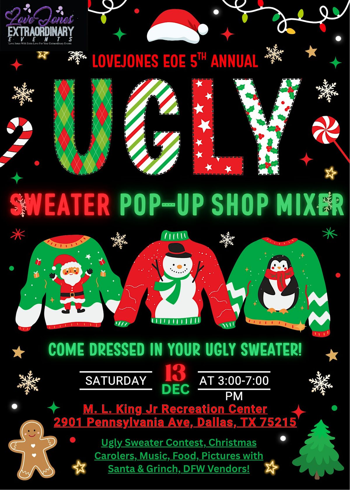LoveJones EXTRAordinary Events 5th Annual Ugly Christmas Sweater Popup Shop