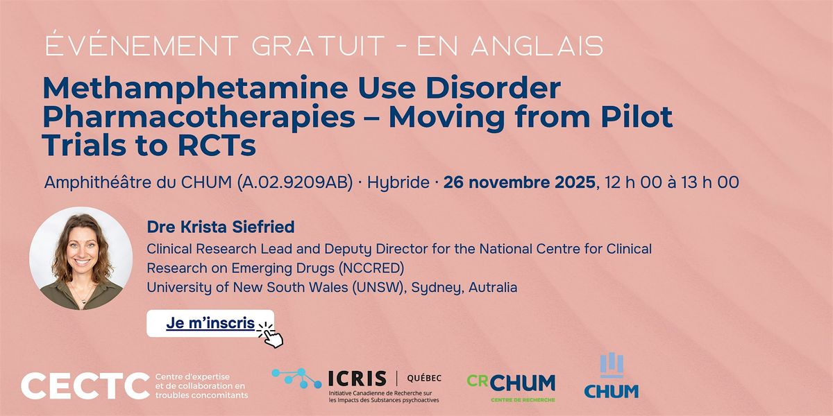 Midi scientifique - Dr. Krista Siefried, 26 nov 2025, 12h -13h - En anglais