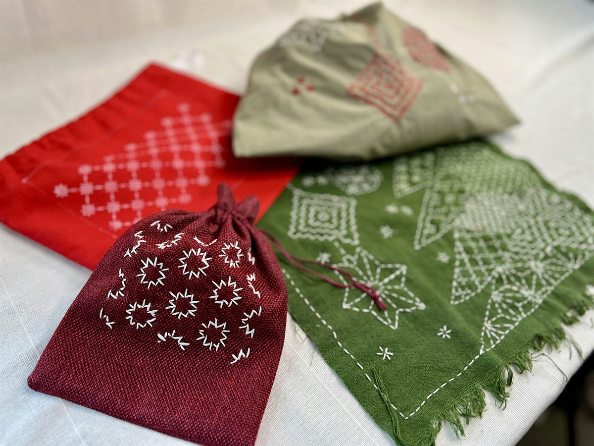 Christmas Sashiko - Fabric Gift Bags Workshop - St Albans