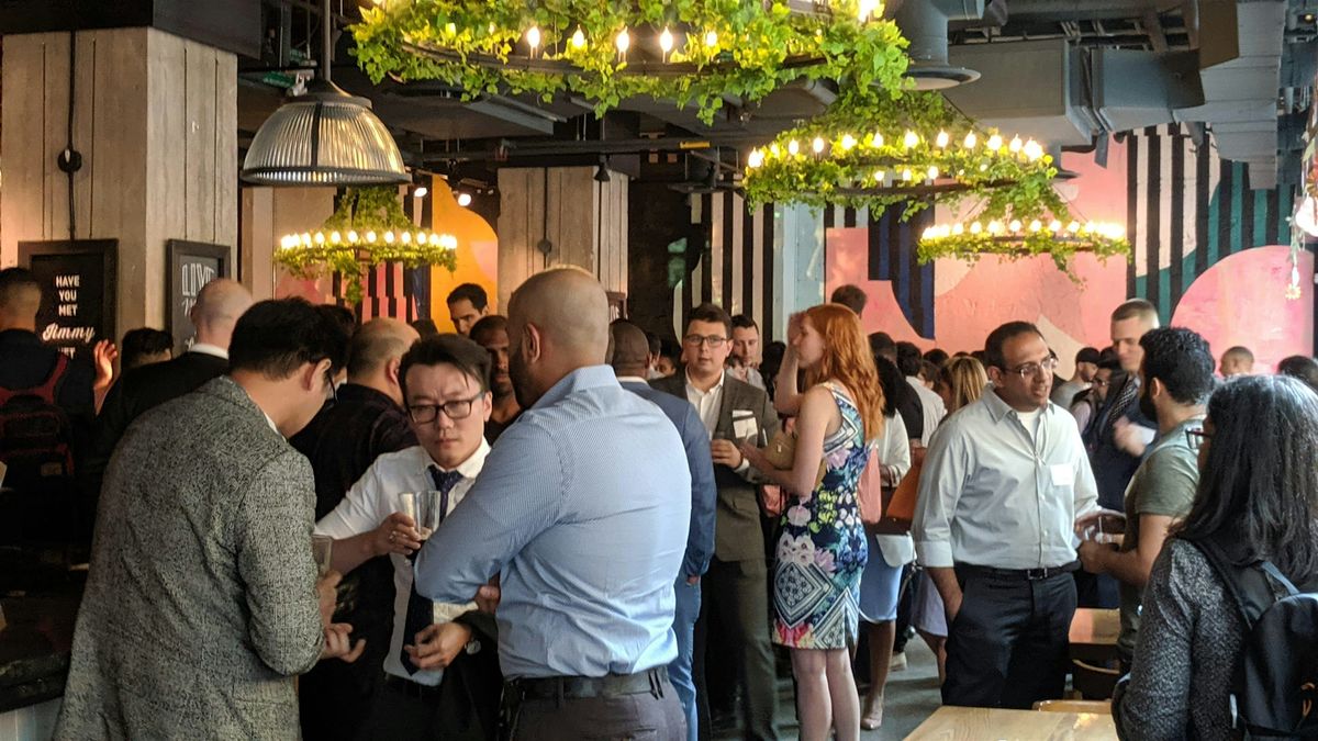 Xmas Tech Startups, Investors, Innovators Networking with Elevator Pitch