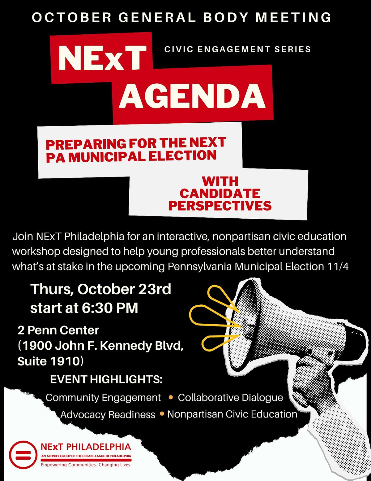 NExT Agenda - Civic Engagement Series: Prep for the PA Municipal Elections