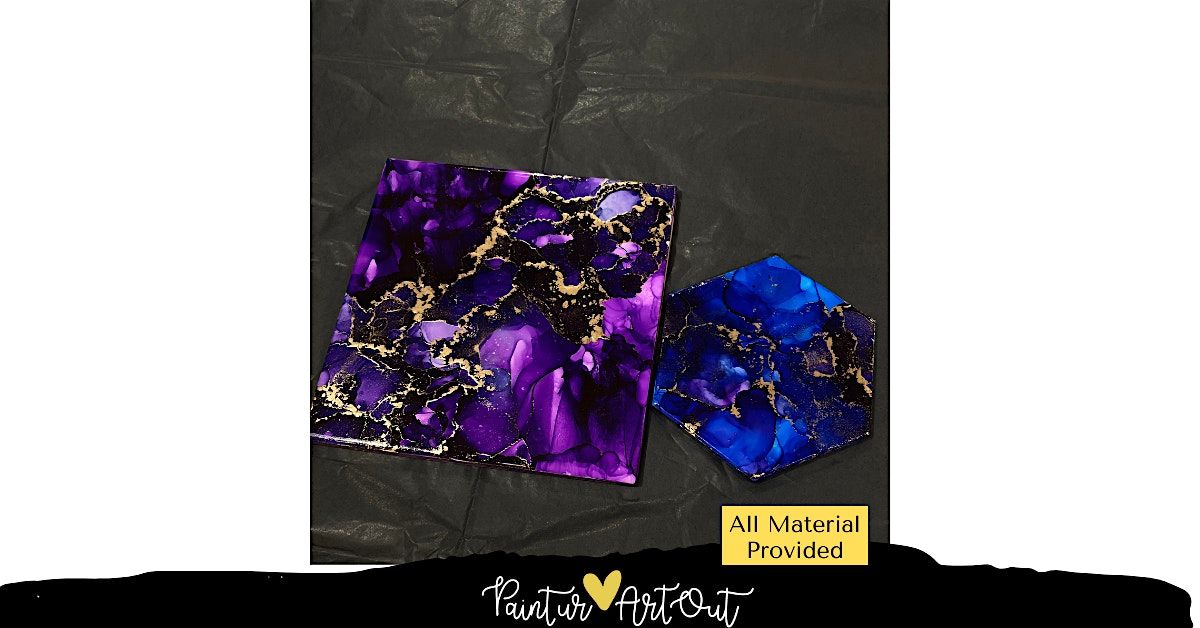 Alcohol Ink and Resin Coasters with Paint Ur Art Out at Canopy Studio
