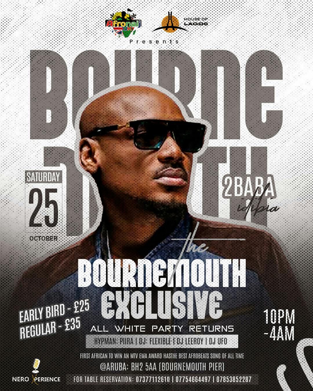 Bournemouth All White party with 2Baba (2face Idibia)