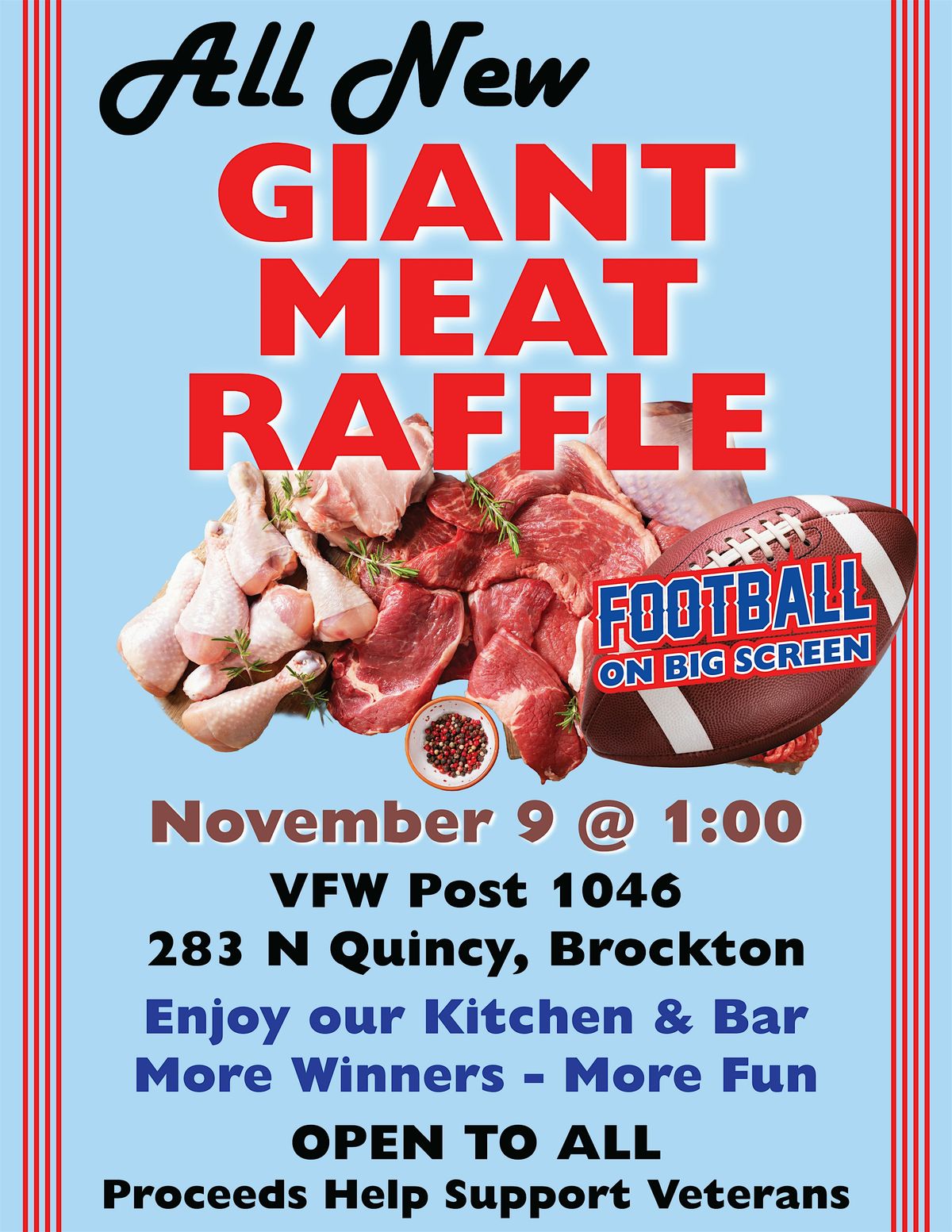 Giant Meat Raffle with Football on the Big Screens