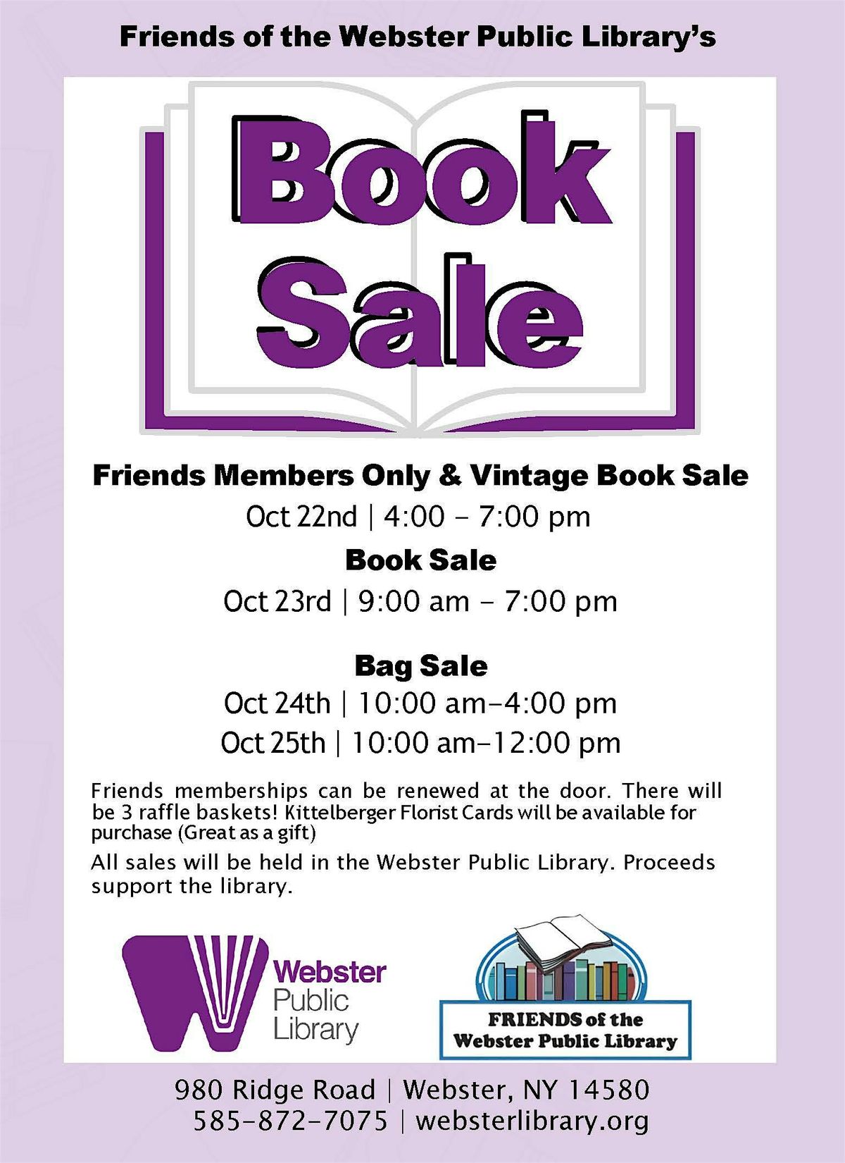 Friends of the Webster Public Library - FALL BOOK SALE