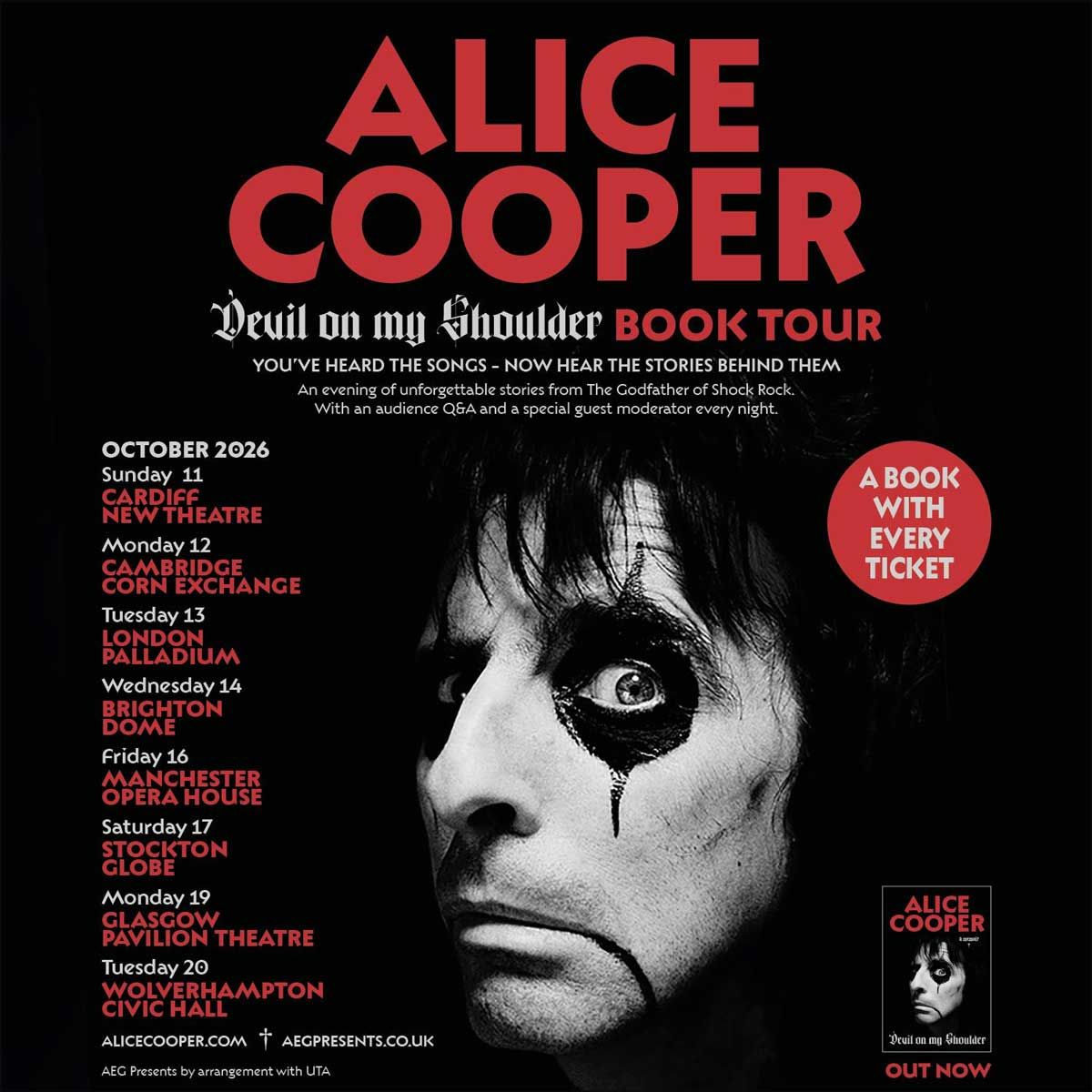 Alice Cooper - Devil on My Shoulder Book at Cambridge Corn Exchange