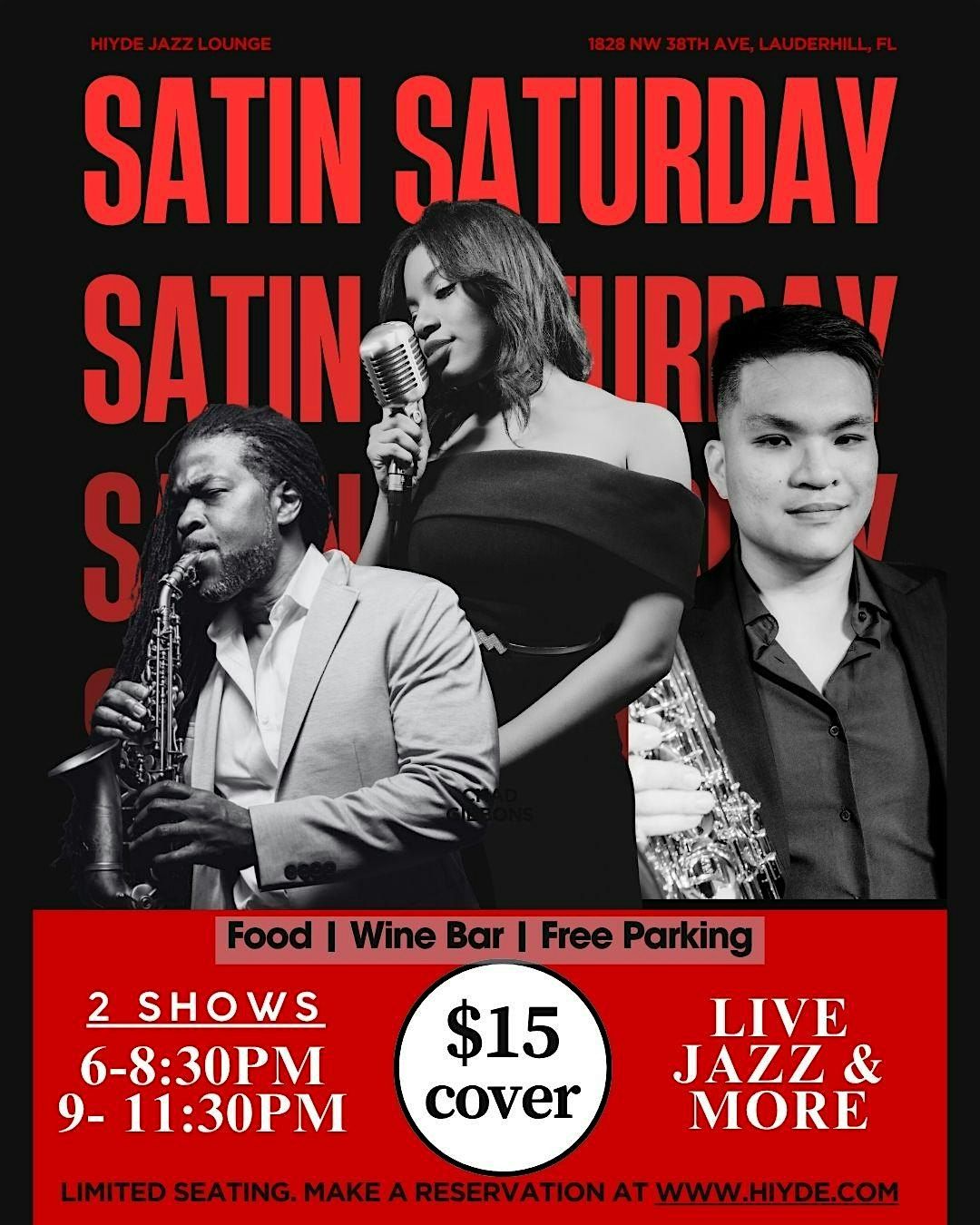 LIVE JAZZ- SATIN SATURDAY $15 Cover