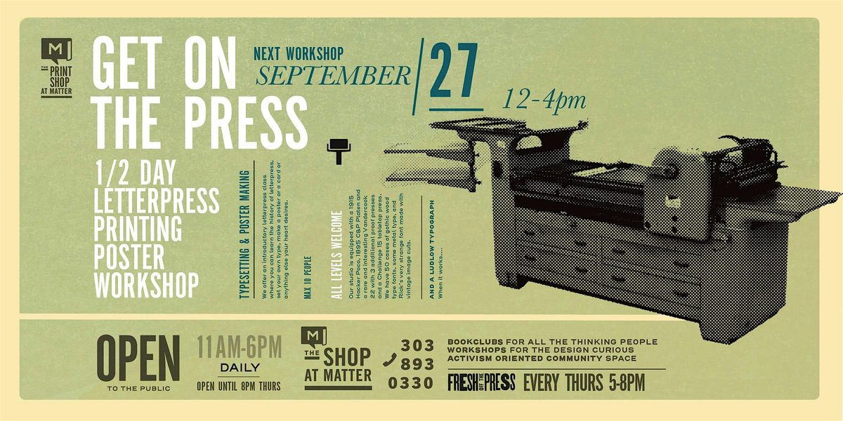 1\/2 Day Letterpress Printing Poster Workshop