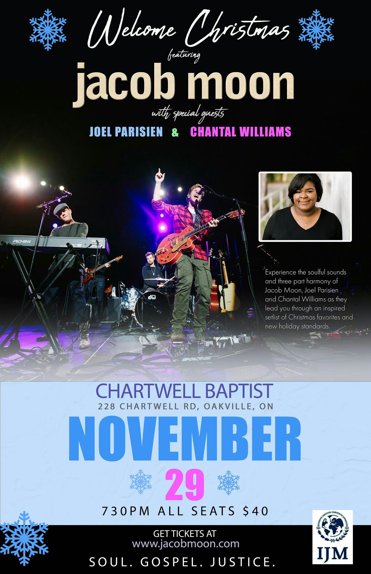 Welcome Christmas  with Jacob Moon, Joel Parisien & Chantal Williams