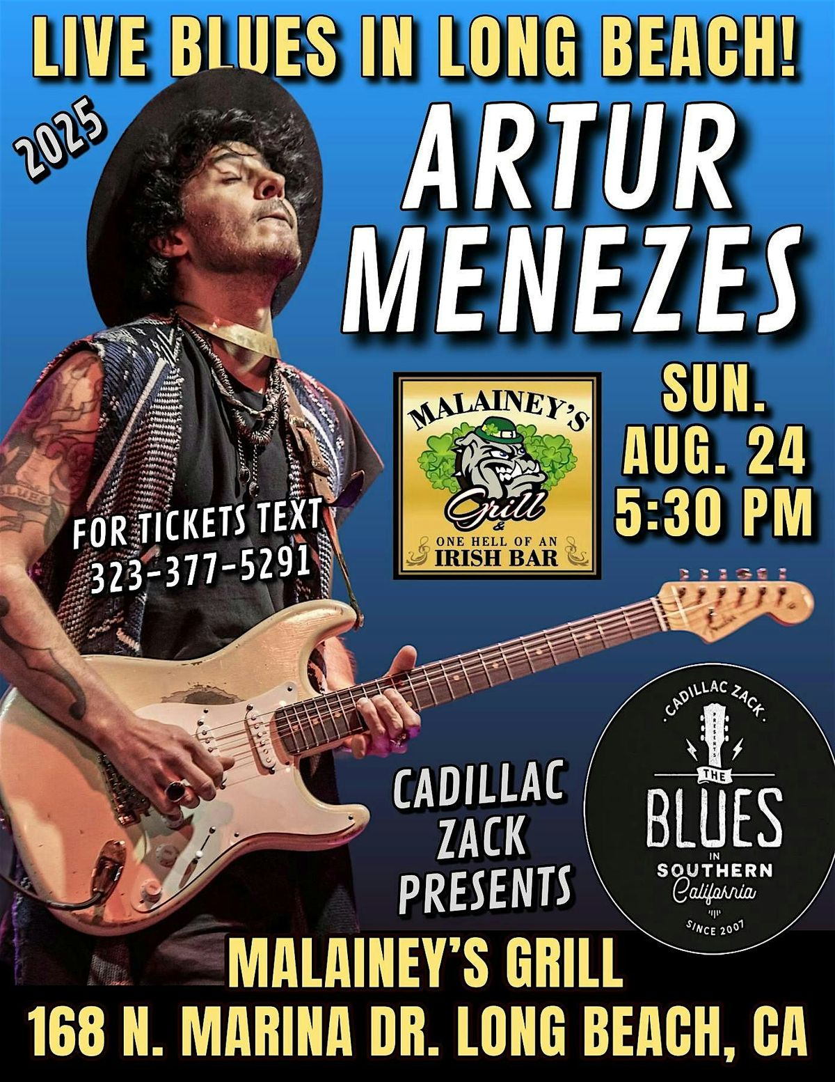 ARTUR MENEZES - Famed Blues-Rock Guitarist - in Long Beach!