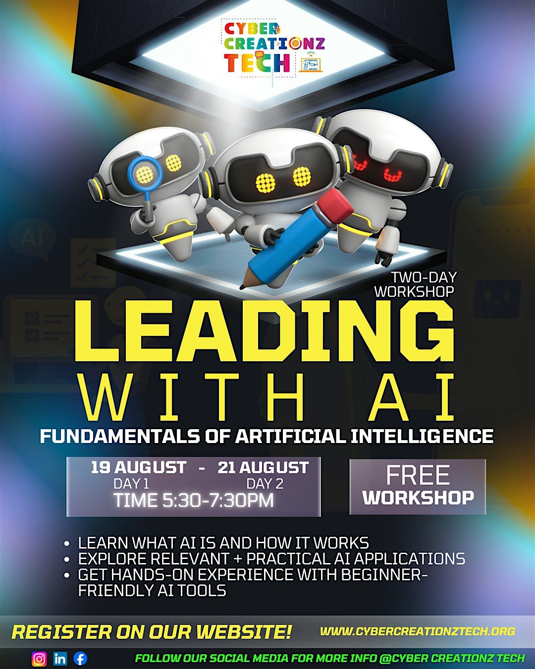 Cyber Creationz Tech Presents AI Workshop August 19th & August 21st