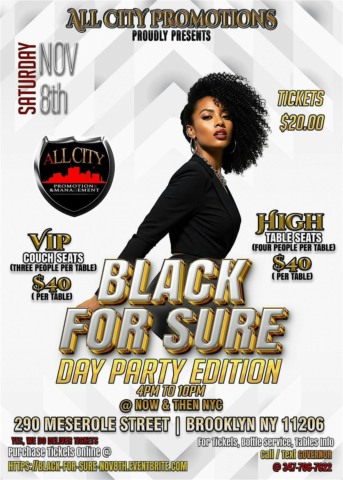 Sat Nov 8th, BLACK FOR SURE Day Party @ Now & Then NYC