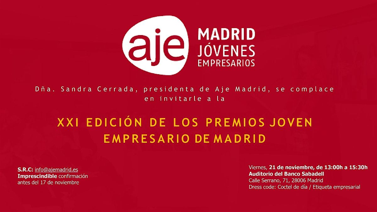XXI Edici\u00f3n de los Premios Joven Empresario de Madrid