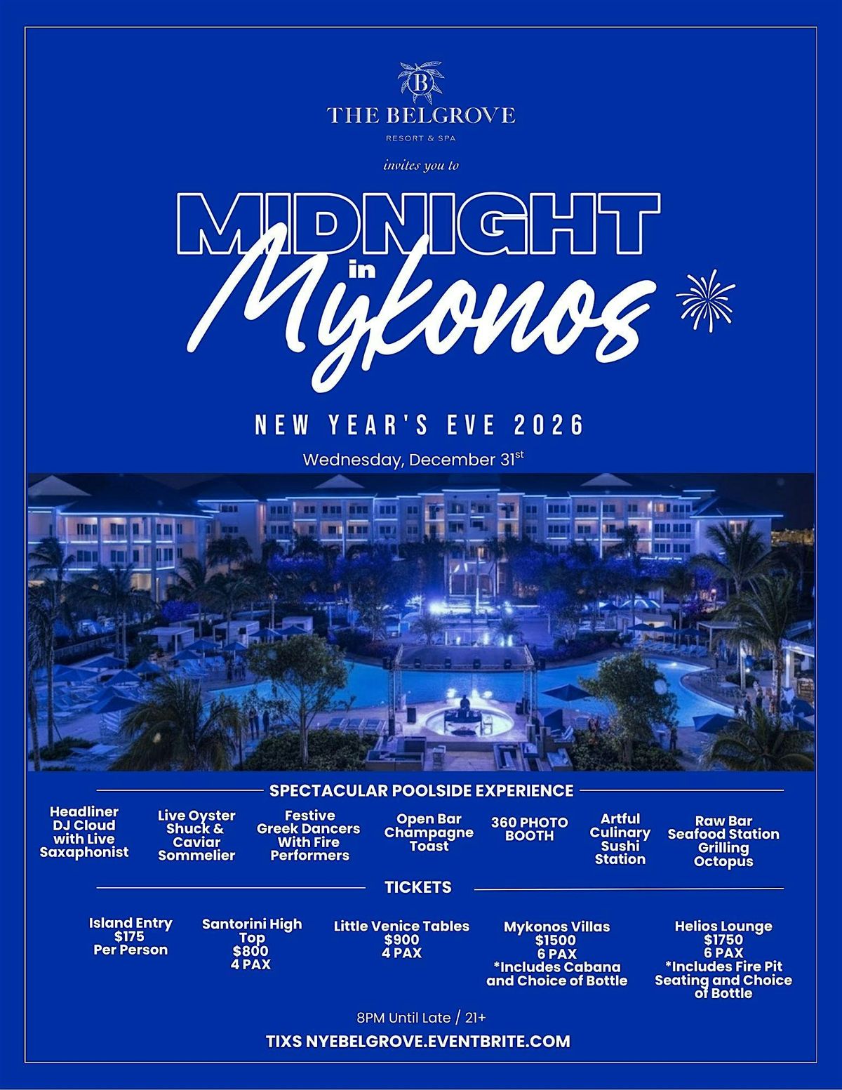 Midnight in Mykonos - New Years Eve Celebration @ The Belgrove