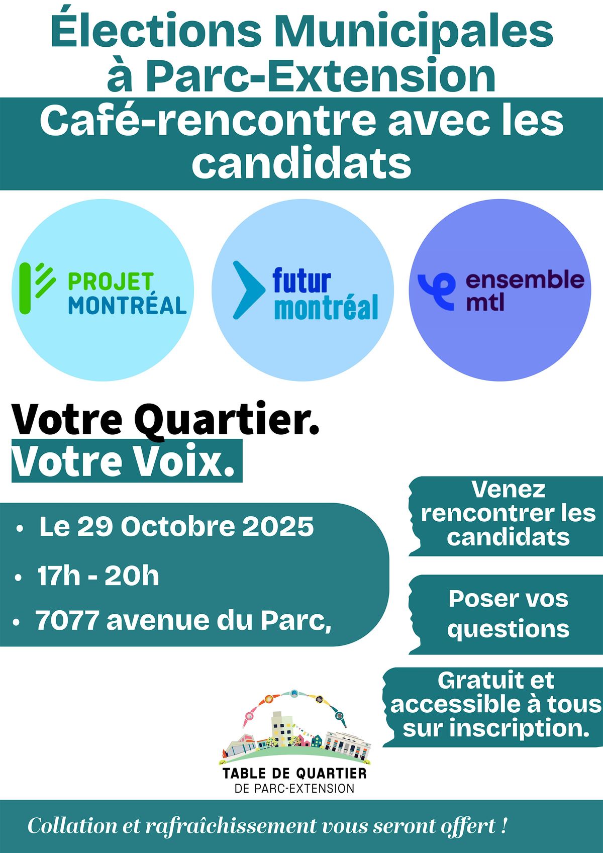\u00c9lections Municipales 2025 - Soir\u00e9e de rencontre avec les candidat\u00b7e\u00b7s