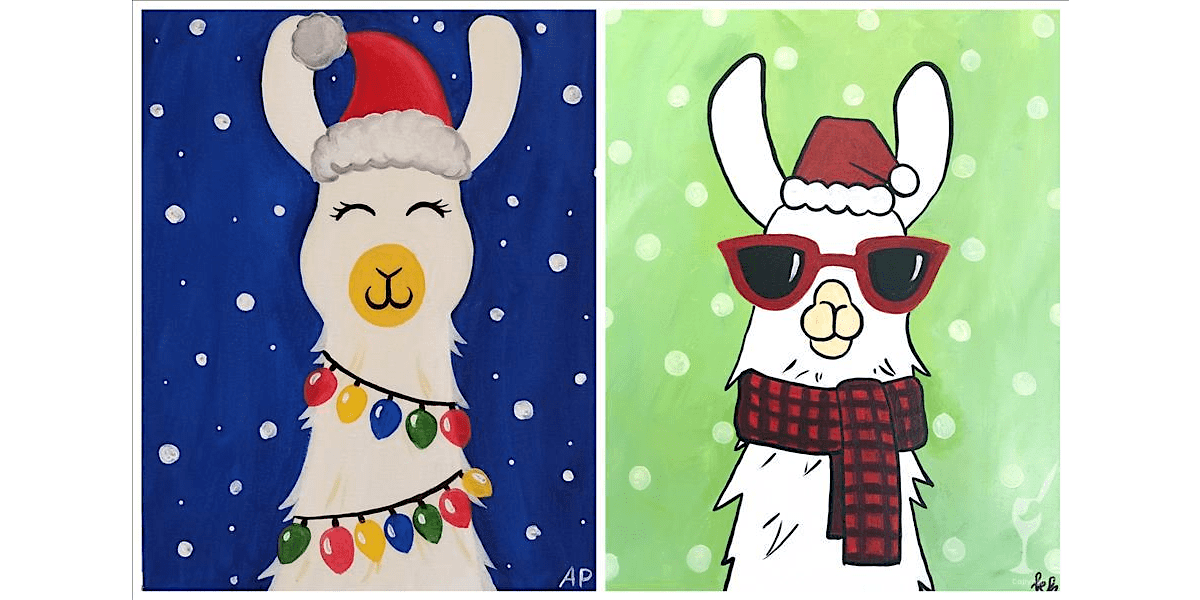 Cute Holiday Llamas - Family Fun - Paint and Sip in Denver | Classpop!\u2122