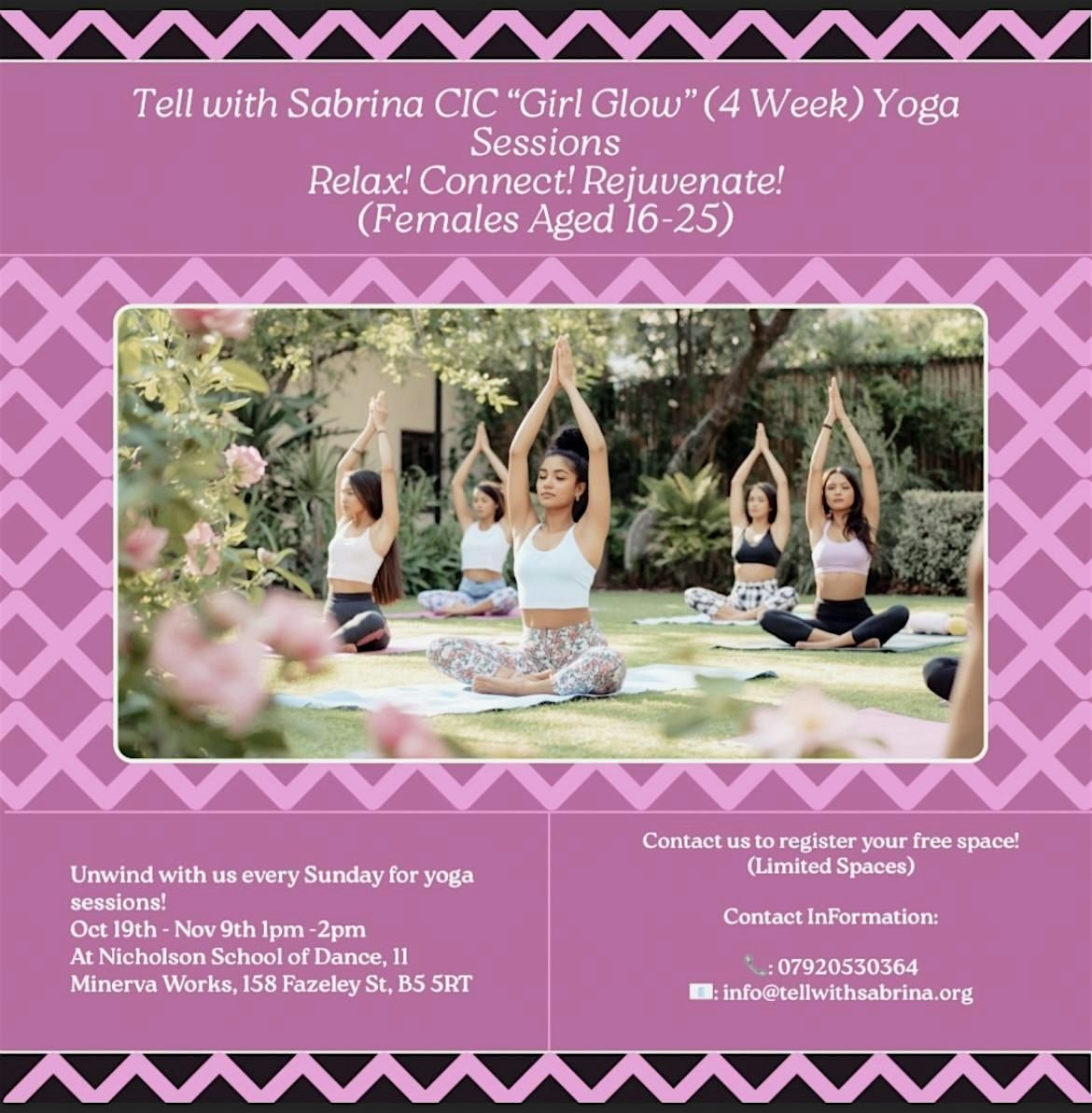 \u201cGirl Glow\u201d Free Yoga Sessions for Young Women Aged 16-25