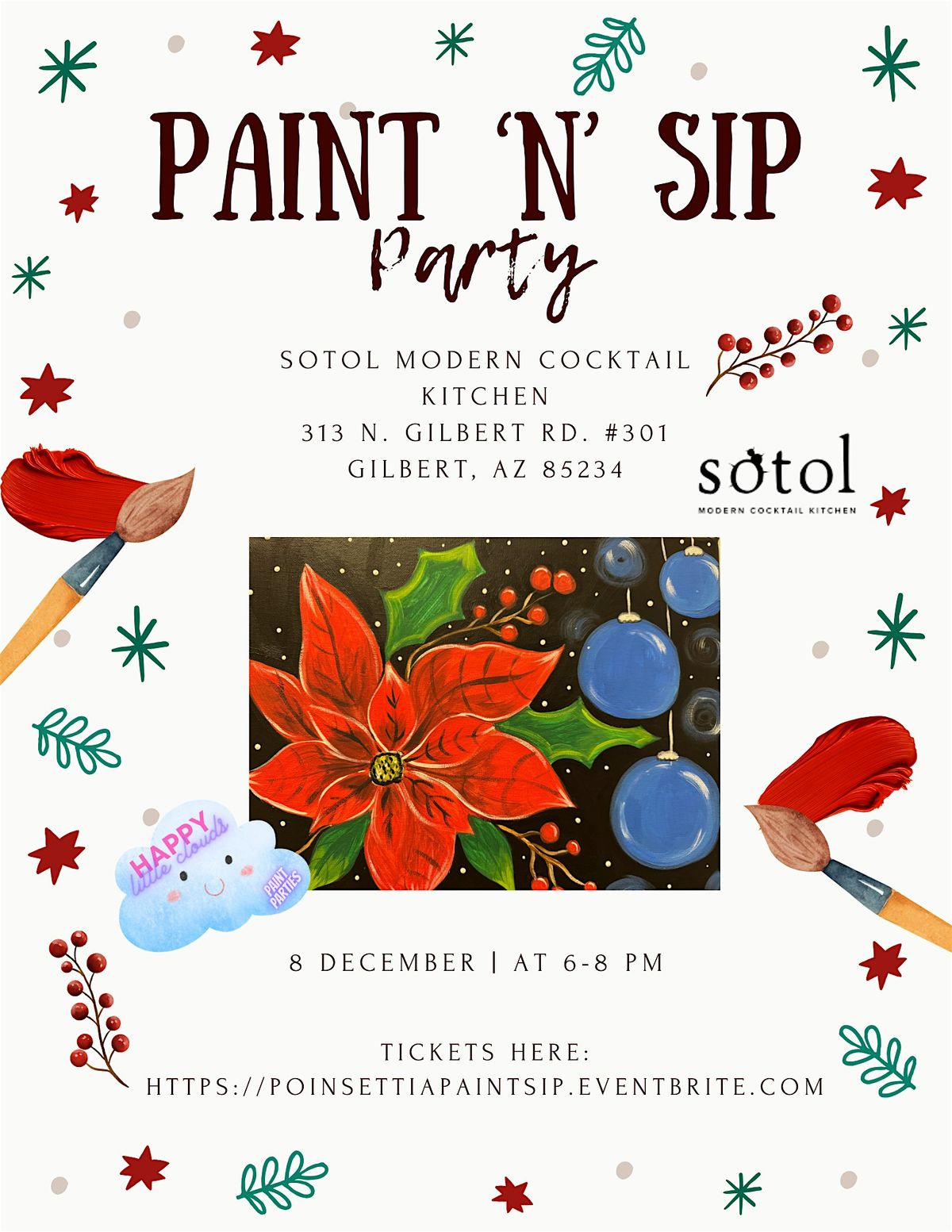 Paint and Sip Poinsettia at Sotol Modern Cocktail Kitchen