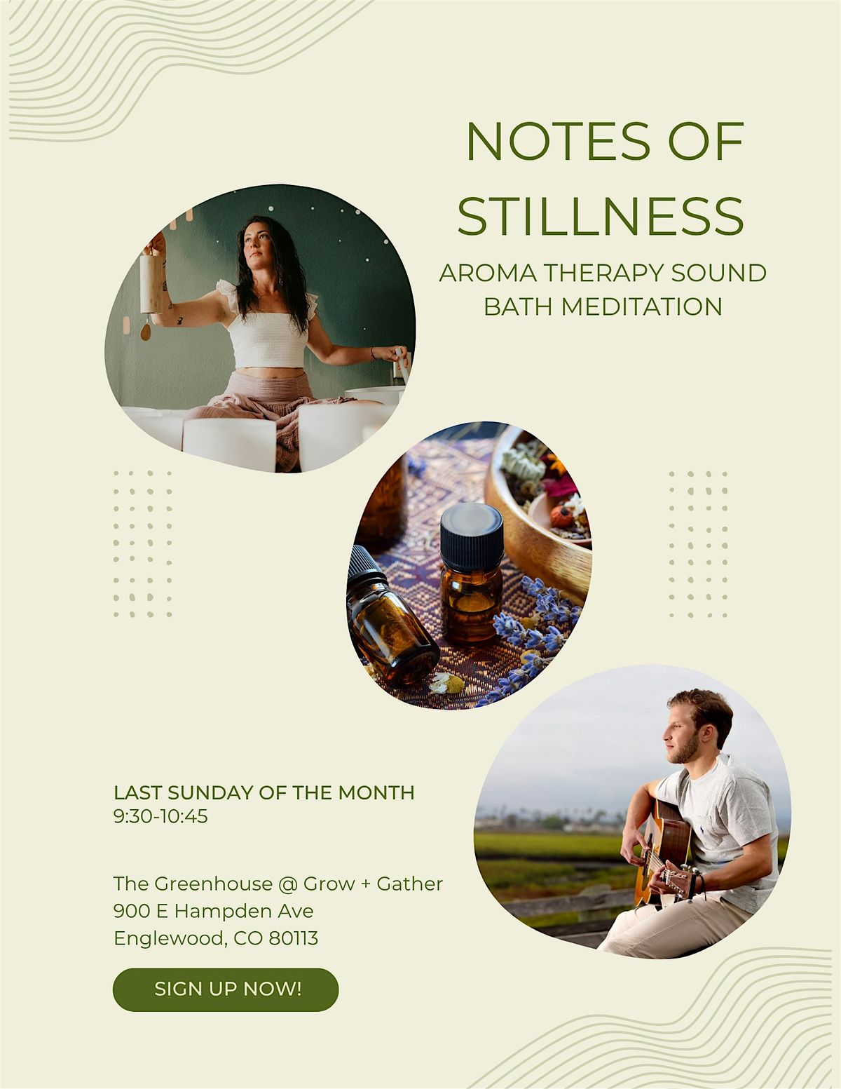 Notes of Stillness: greenhouse aromatherapy soundbath