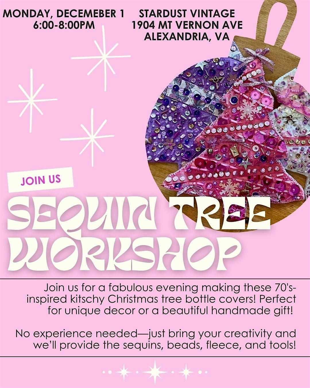Kitschy Sequin Christmas Tree Bottle Cover Workshop
