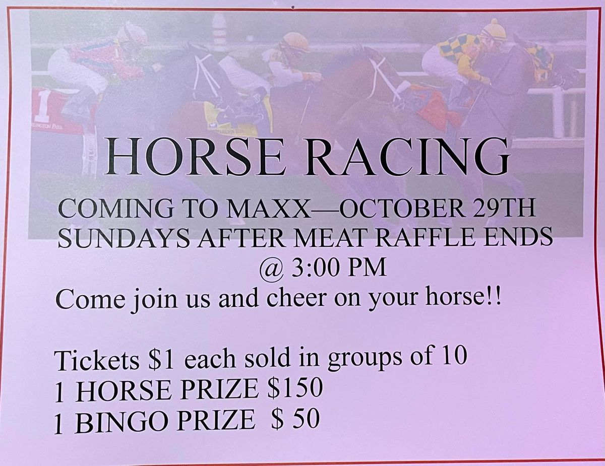 Electronic Horse Racing every Sunday at 3PM! Maxx Bar and Grill, Ham