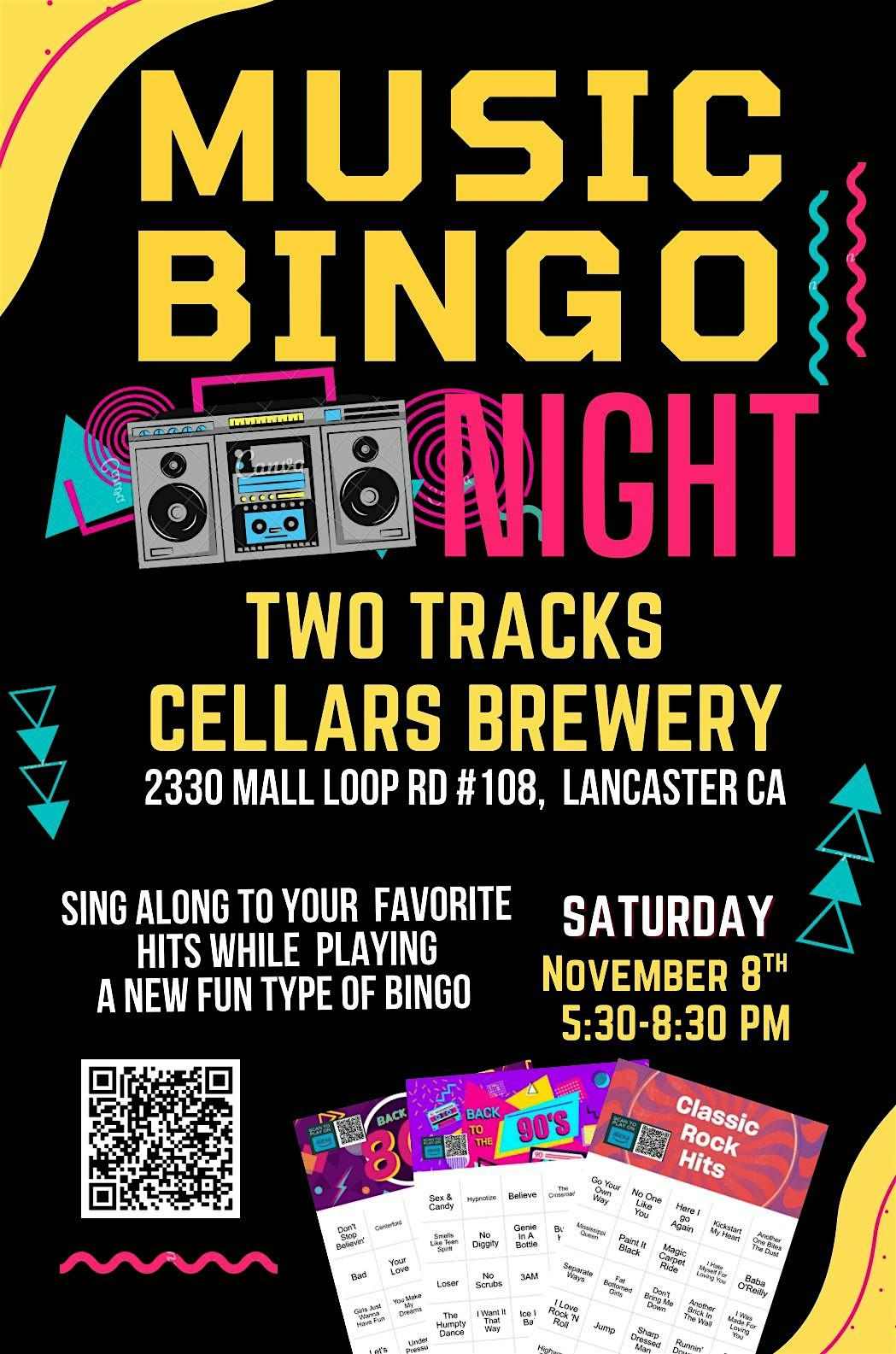 Music Bingo Night @ Two Tracks Cellars Brewery