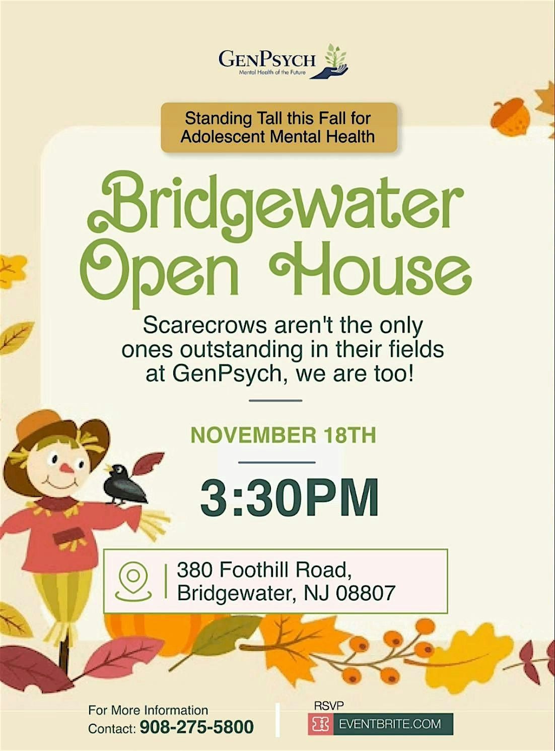 Standing Tall this Fall for Adolescent Mental Health: Bridgewater Open Hous