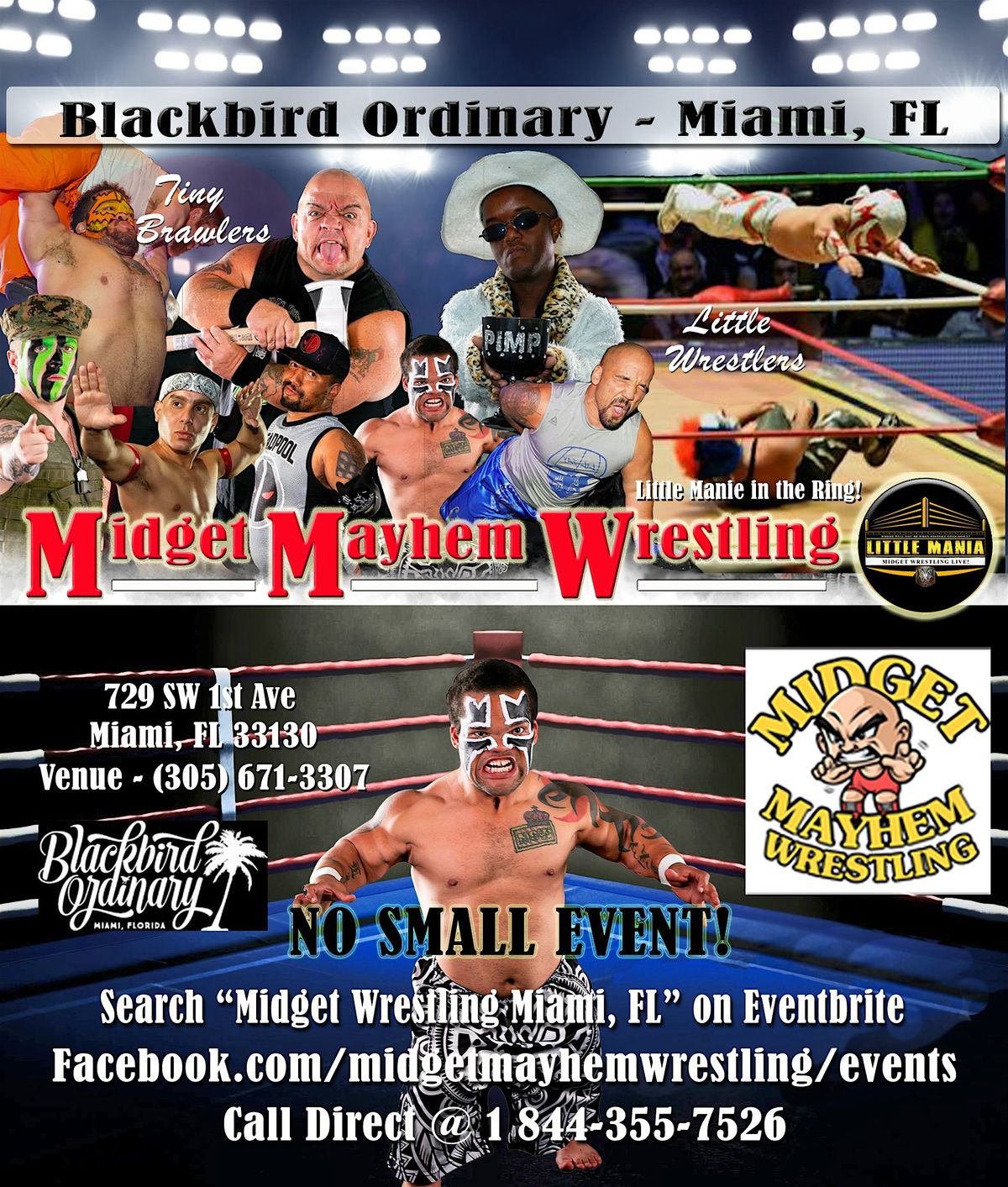 Midget Mayhem Wrestling Rips Through the Ring! Miami FL 21+