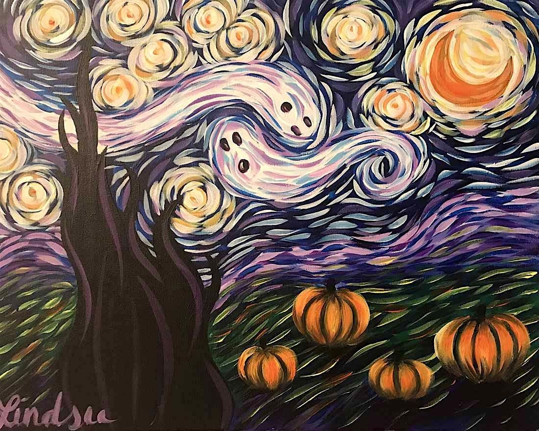 Spooky Starry Night \u2013 Paint and Sip at Hooked