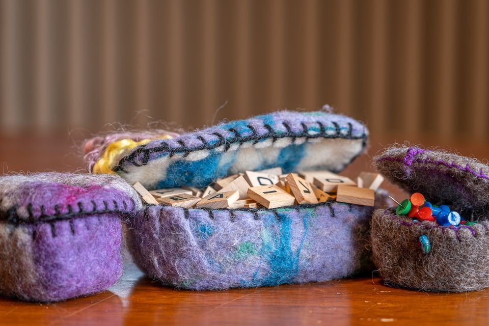 3D Wool Felted Boxes Duluth Folk School, Superior, WI September 29