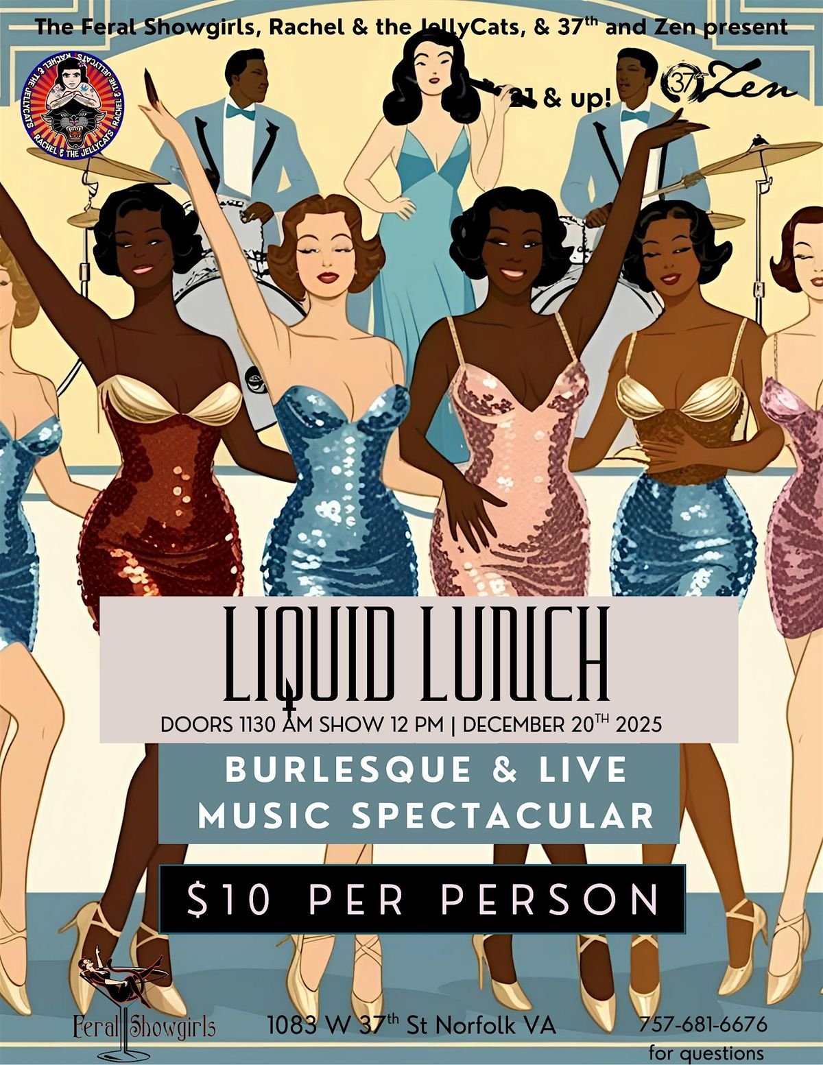 Liquid Lunch at Zen! Live Music and Burlesque Brunch Spectacular