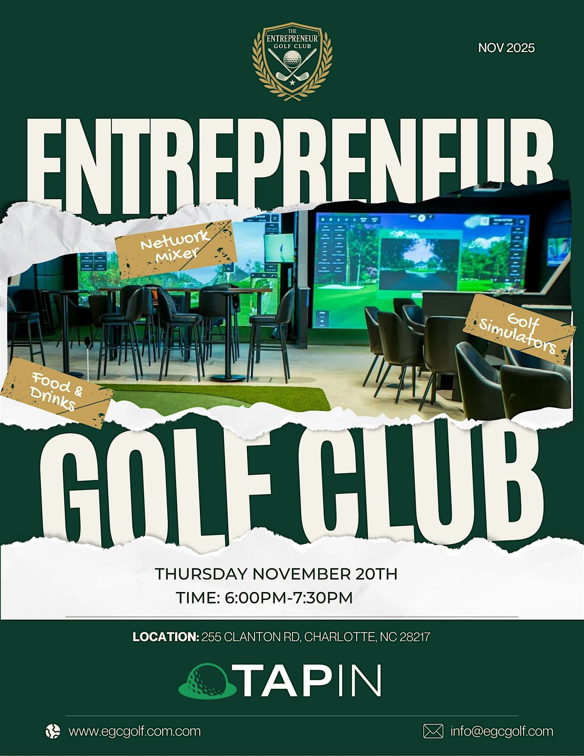Entrepreneur Golf Club \u2013 Networking Mixer at Tap In Golf Lounge