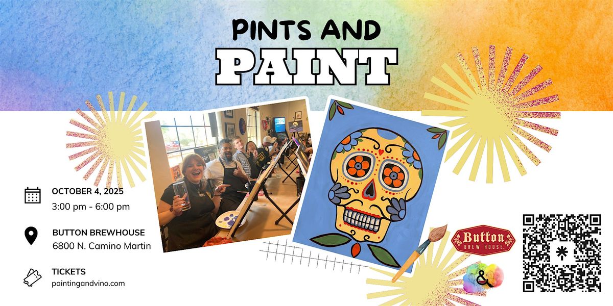 Sugar Skull Paint and Pints at Button Brew House \u2013 Traced Canvas
