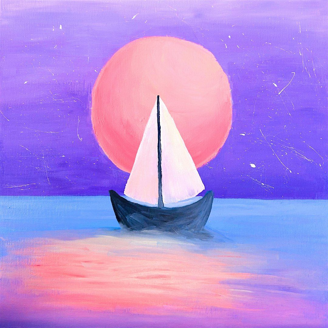 Sip & Paint at Club Haus Harbourside, Bristol - "Strawberry Moon"