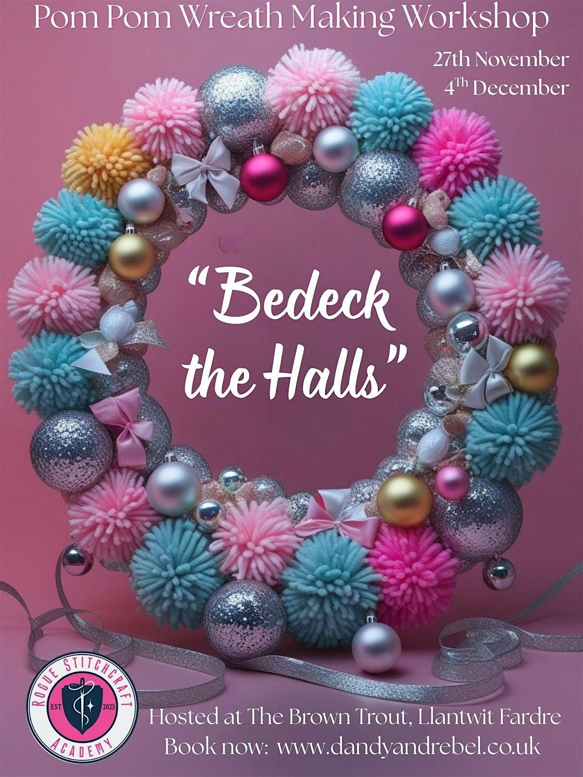 Bedeck the Halls: Kitsch Pom Pom Wreath Workshop