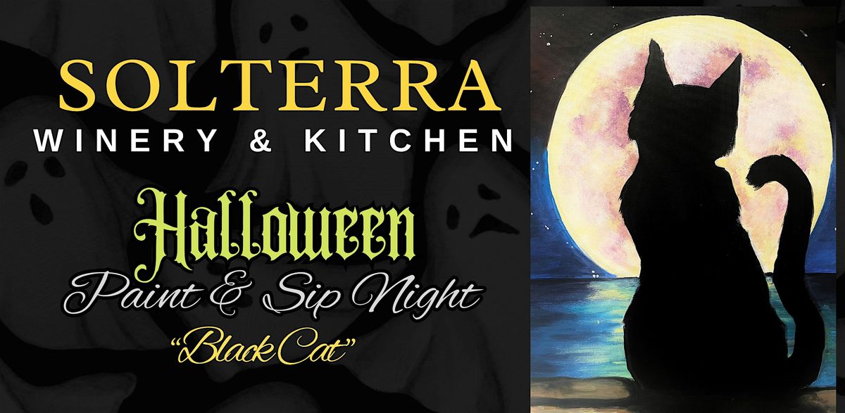 Black Cat Halloween Paint and Sip