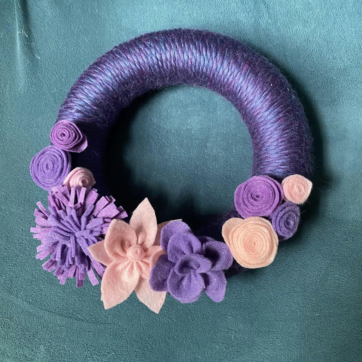 Paper, Fiber, Costume Jewelry and Ribbon Wrapped Wreaths