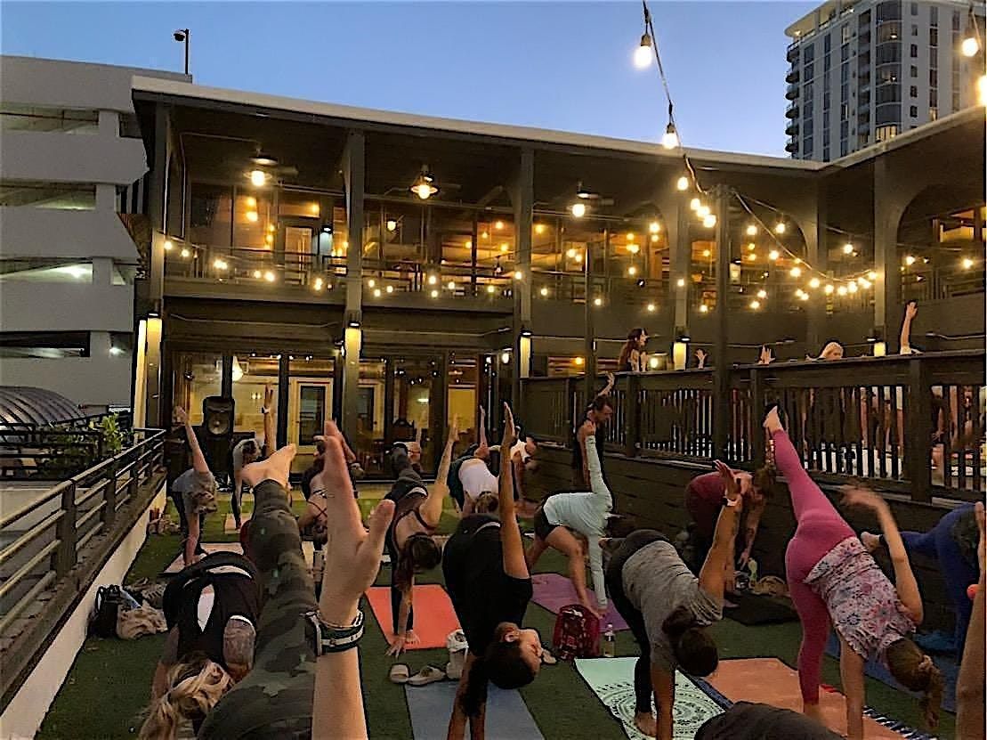Rooftop yoga at Station House in St. Pete Florida