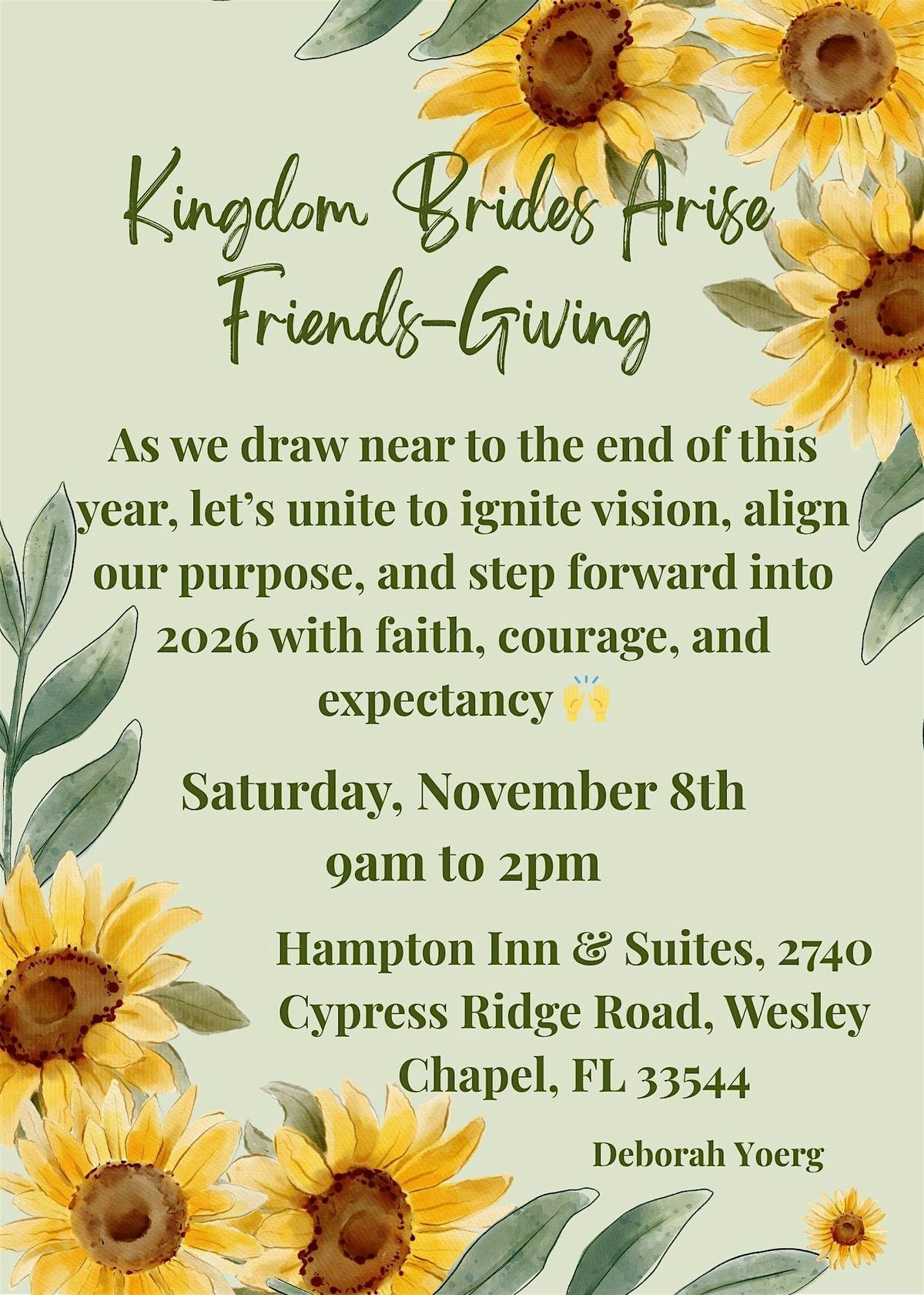"Kingdom Brides Arise" Women's Gathering- Friends-Giving