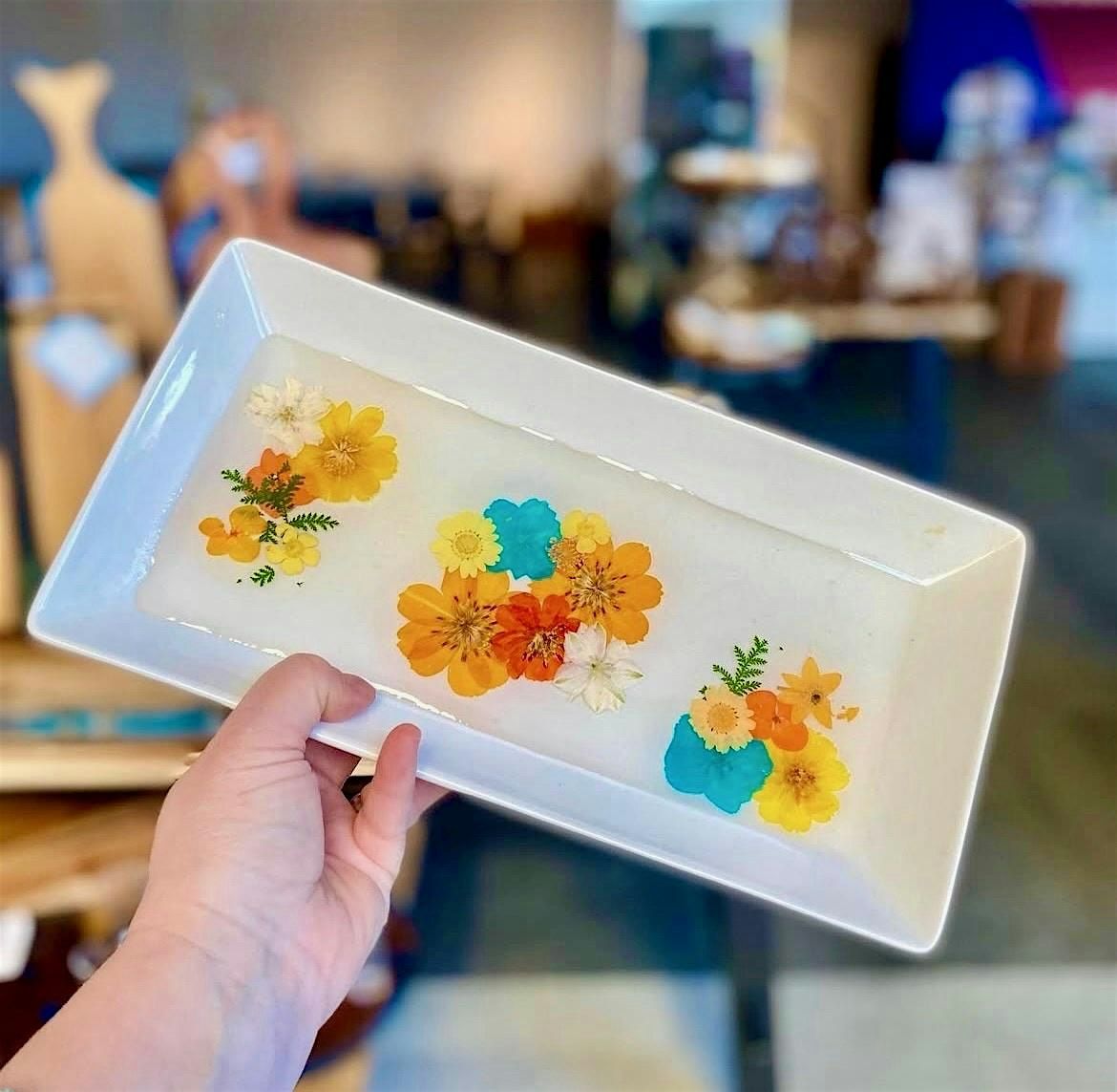 Floral Tray Resin Art Craft Workshop in Montgomery County, Md.