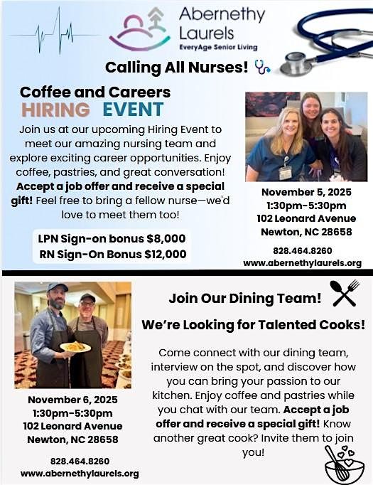 Abernethy Laurels Job Fair - Sign on Bonus up to $12,000