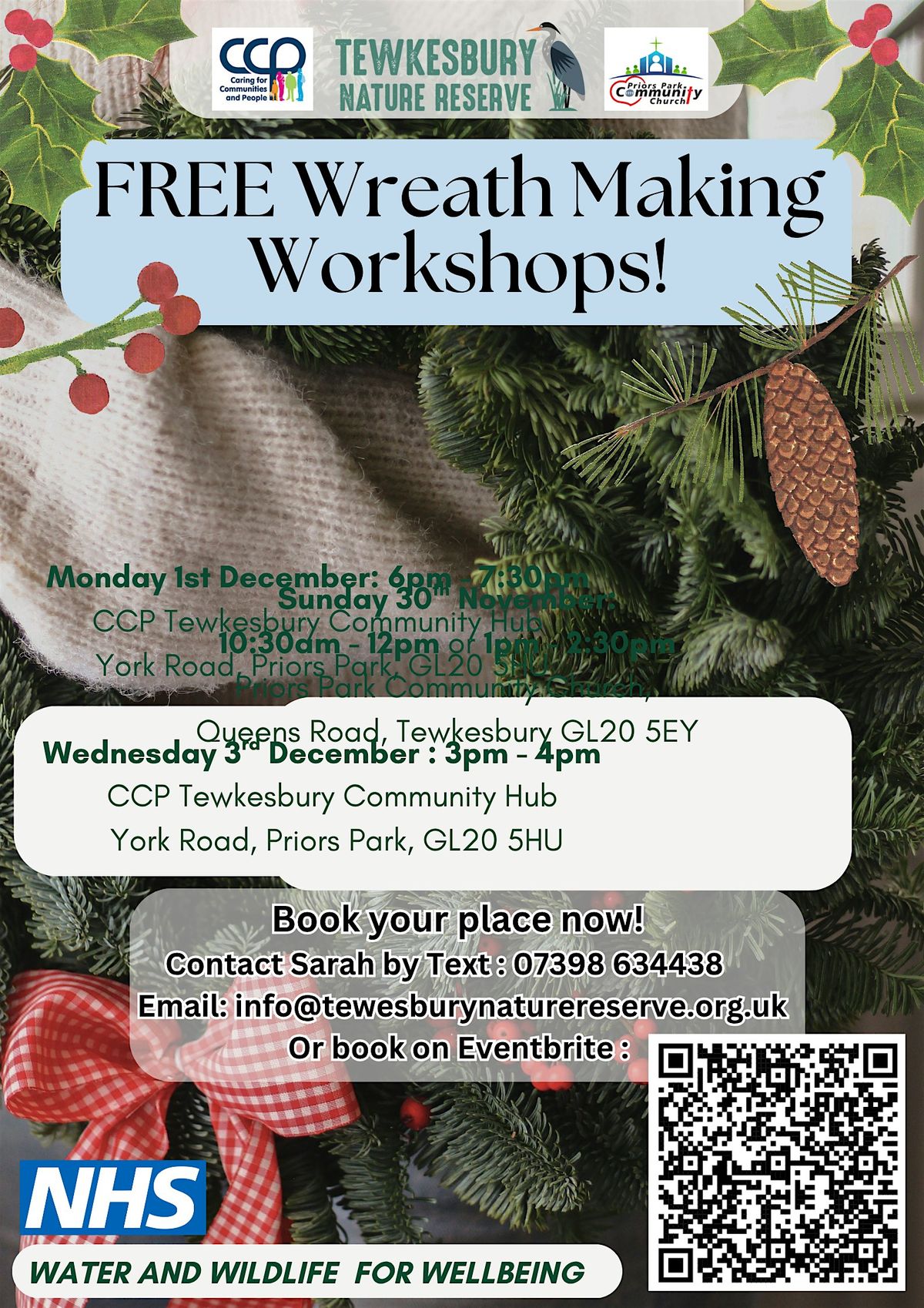 FREE Wreath Making Workshop ( Afternoon Session @ Queens Road, Tewkesbury)