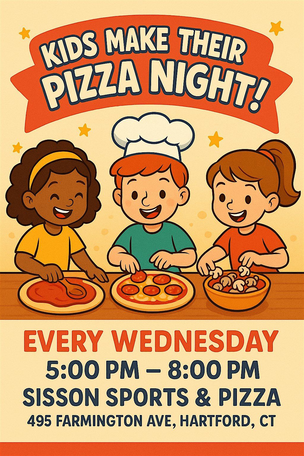 Petite Pizza Chef Night at Sisson Sports and Pizza