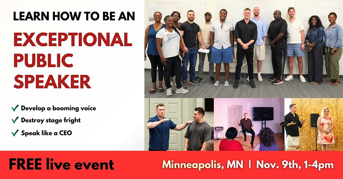 IN-PERSON Public Speaking Workshop In Minneapolis (Free, $5 deposit)