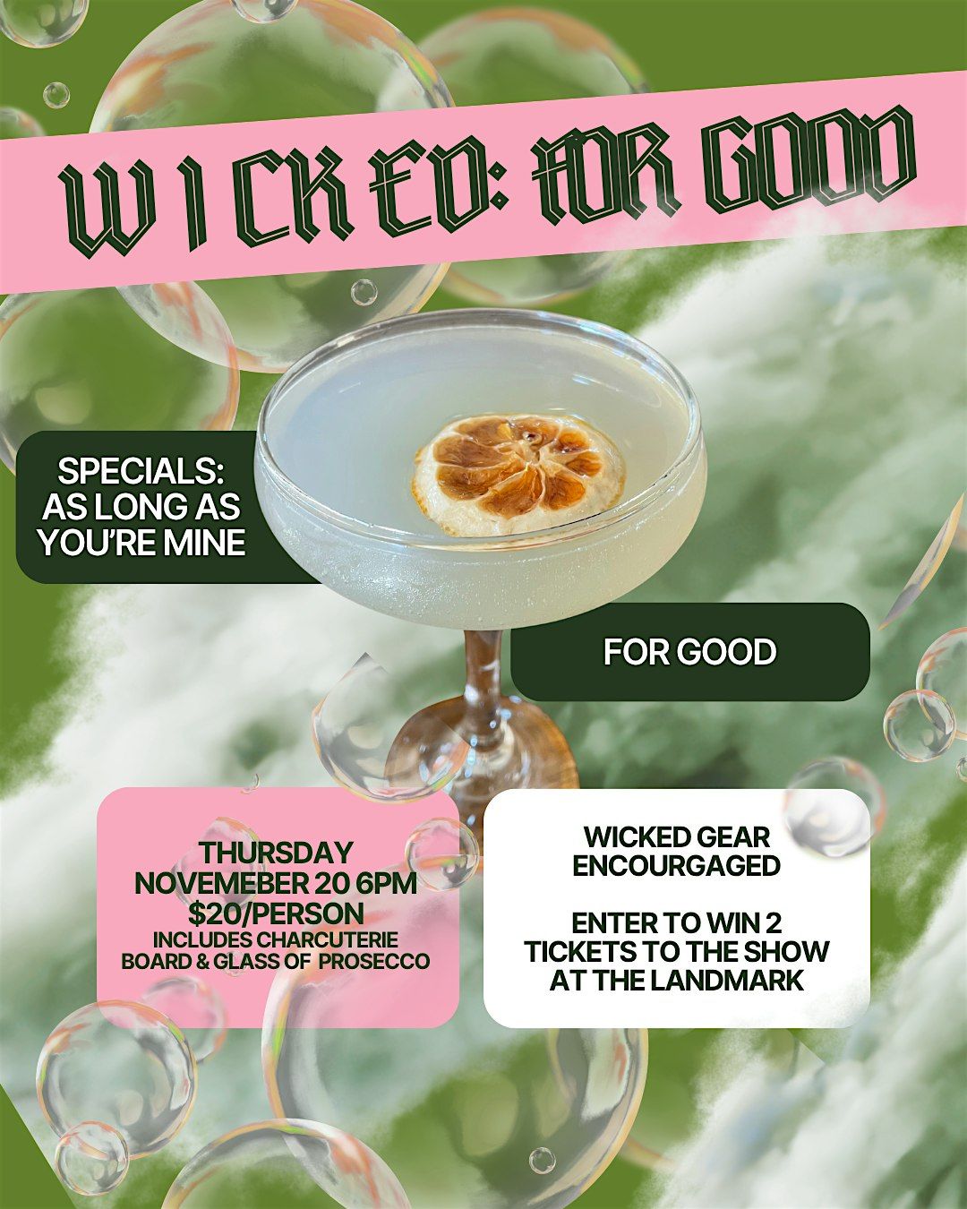 Wicked: For Good Party at Emerald Cocktail Kitchen