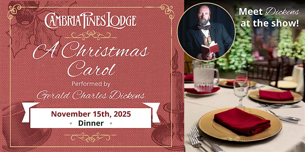 Gerald Charles Dickens presents "A Christmas Carol" Dinner Show, Nov. 15th