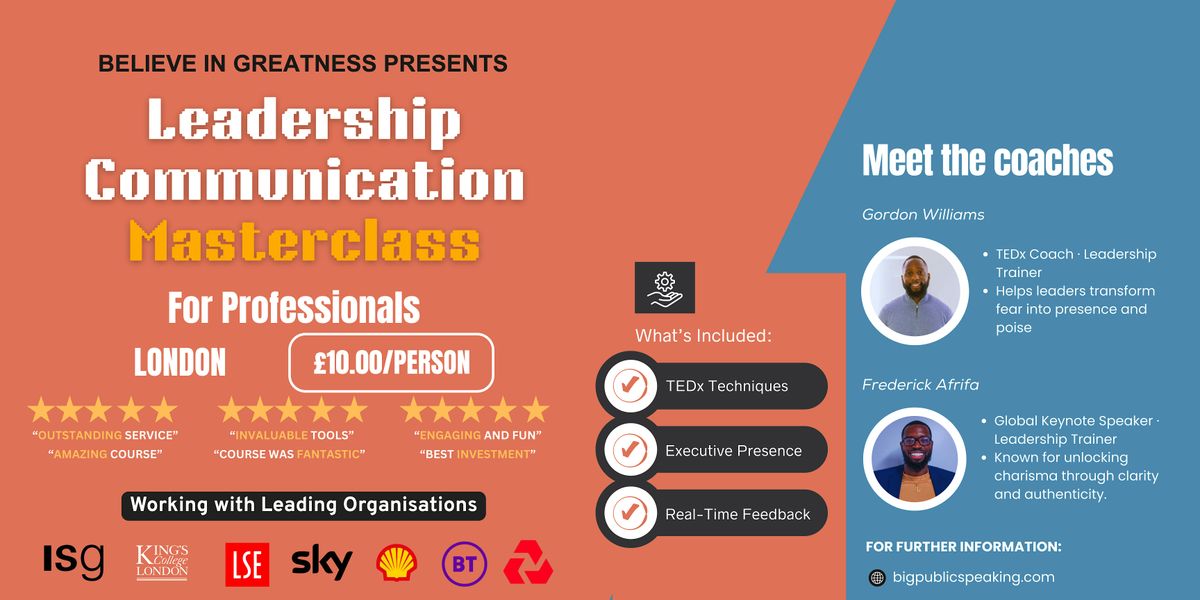 TEDx Leadership Communication Masterclass for Professional In London