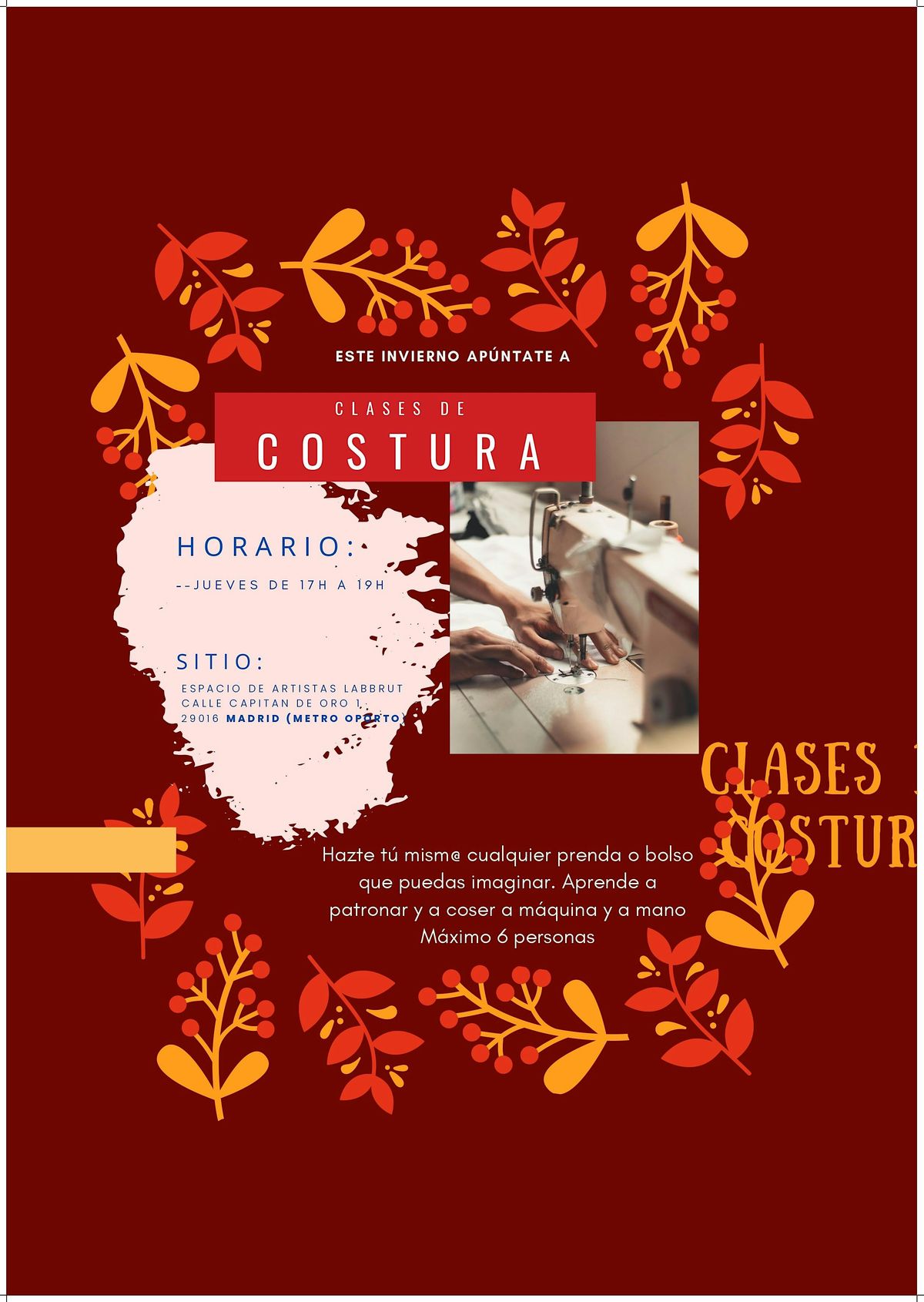Sewing class\/Clases de costura y Patronaje: Hazte tu propia ropa y bolsos